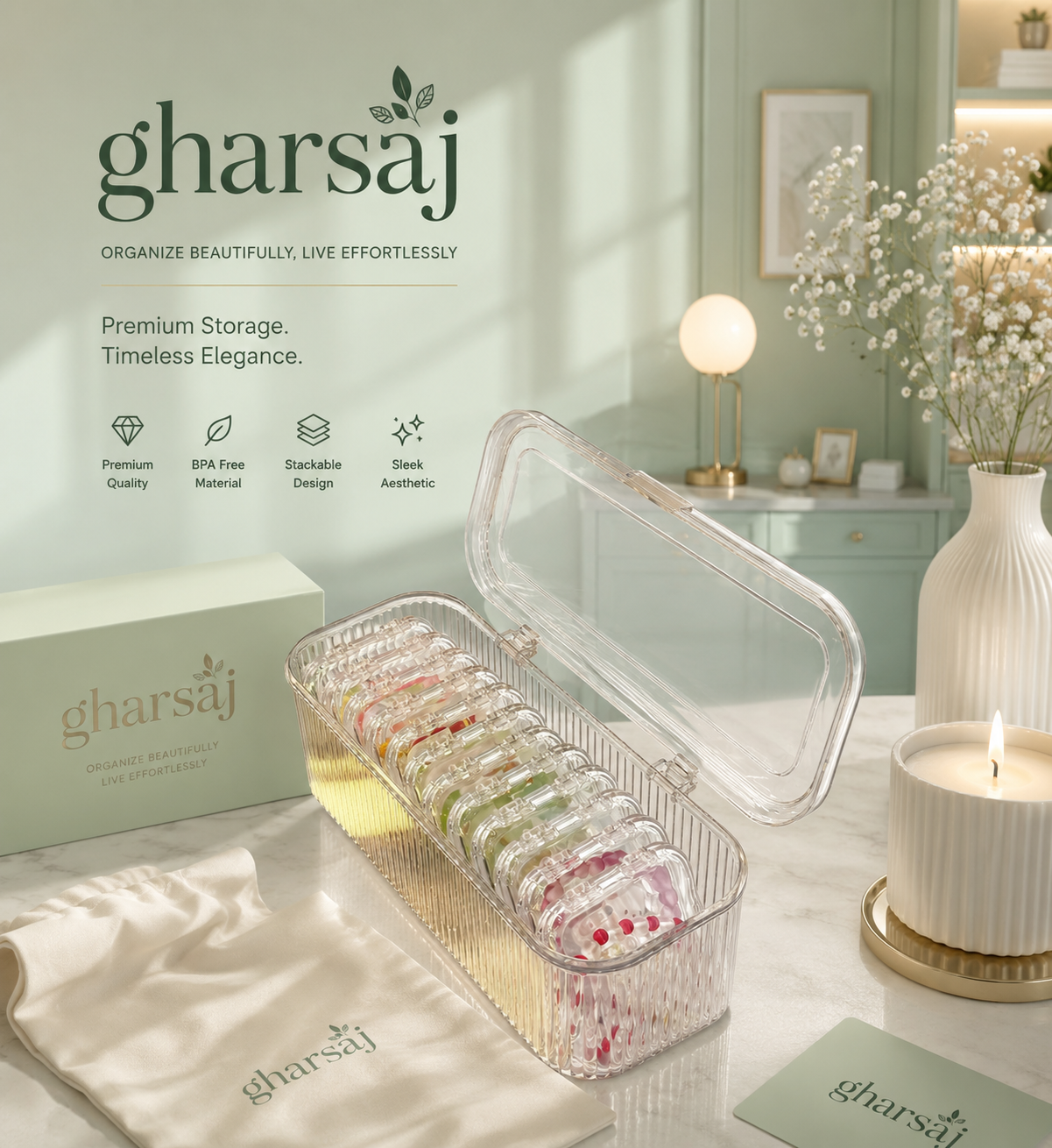 GHARSAJ™ Luxury Acrylic Jewellery Organizer