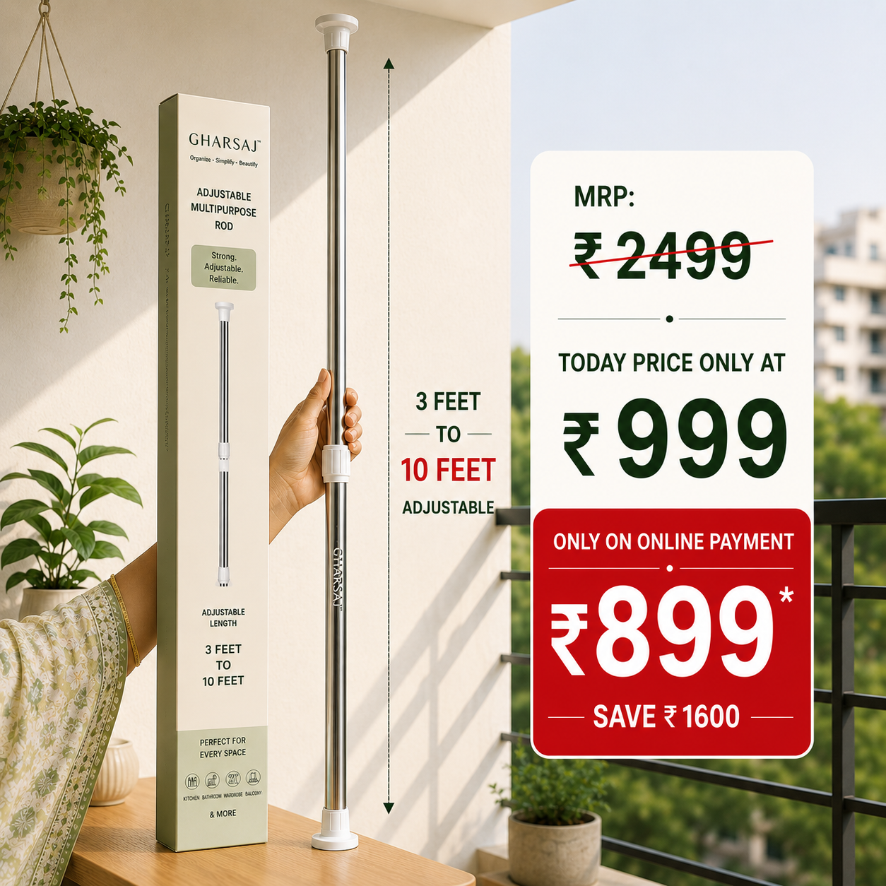 Drill-Free Multifunctional Adjustable Rod