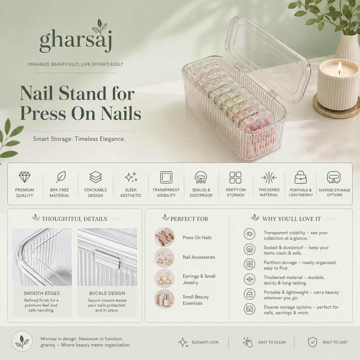 GHARSAJ™ Luxury Acrylic Jewellery Organizer